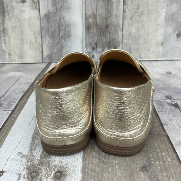 Ugg Shoes Loafers Sz 8 Leather Gold Metallic Slip On Casual Careerwear Glam - Picture 3 of 10